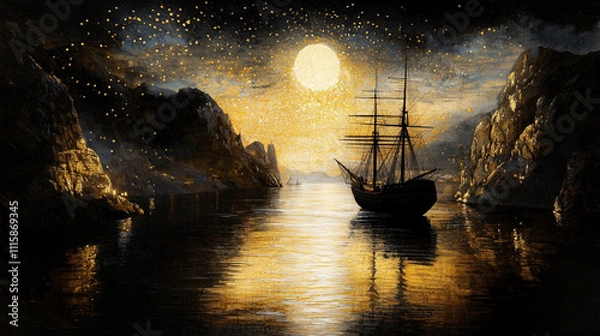 Obraz boat at night