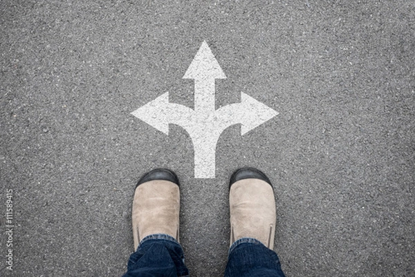 Obraz Brown shoes standing at crossroad