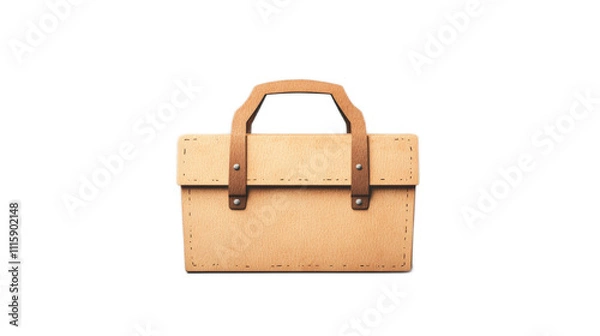 Fototapeta Vintage tan leather briefcase with sleek design and sturdy handles