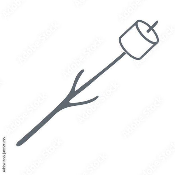 Obraz Barbecue marshmellow  icon on a white background
