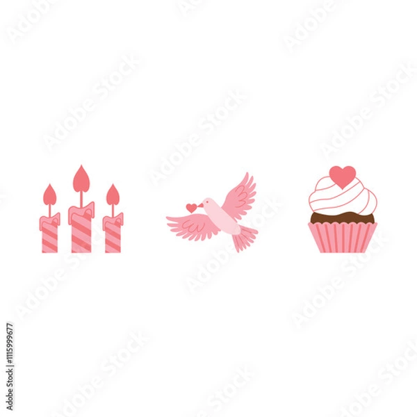 Fototapeta Happy Valentines Day icon collection set