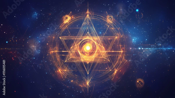 Fototapeta Mystical sacred geometry symbols background with alchemy and golden ratio elements for science and spirituality designs. Alchemy. Illustration
