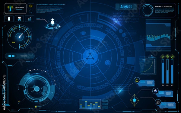 Fototapeta hud interface technology computer communication telecoms innovation concept template design