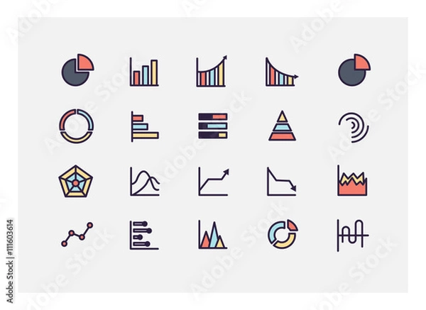 Fototapeta graph icon set vector. line icons.