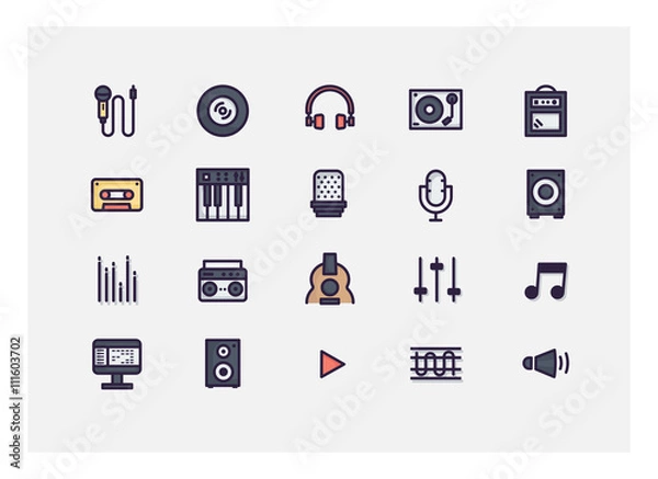 Fototapeta music icon set vector.line vector.