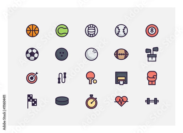 Obraz sport icon set vector. line icons.