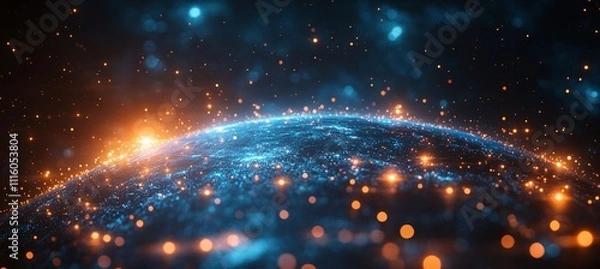 Fototapeta Concept general virtual money, banner Abstract business crypto technology. Metaverse digital world planet cyber Earth