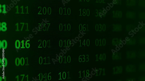 Fototapeta A binary code backdrop with cascading green numbers, inspired by digital systems