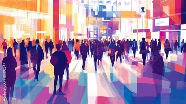 Fototapeta People exhibition business. Generative AI