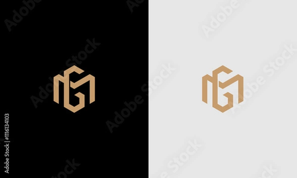 Fototapeta initial letter MG or GM has a hexagonal base