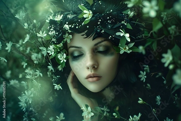 Obraz spring dark fantasy, verträumtes gesicht