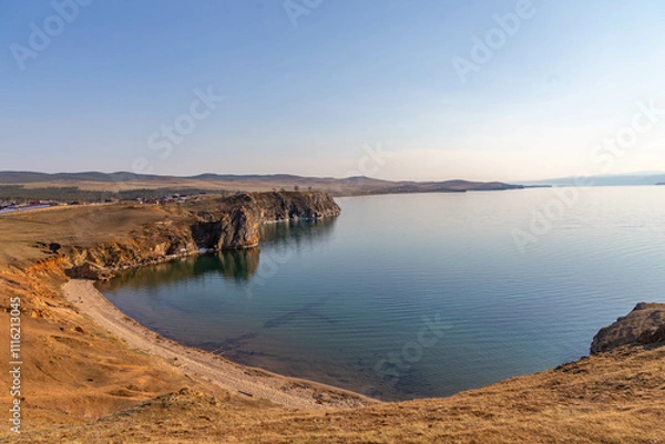 Obraz Beautiful view from Shamanka cliff. Khuzhir village, Olkhon island, Irkutsk region, Russia.