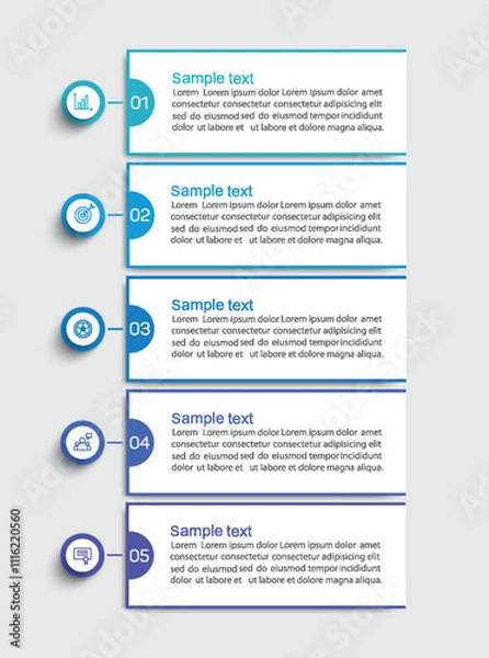 Obraz Business infographic template with 5 options or steps. Can be used for workflow layout, diagram, annual report, web design	
