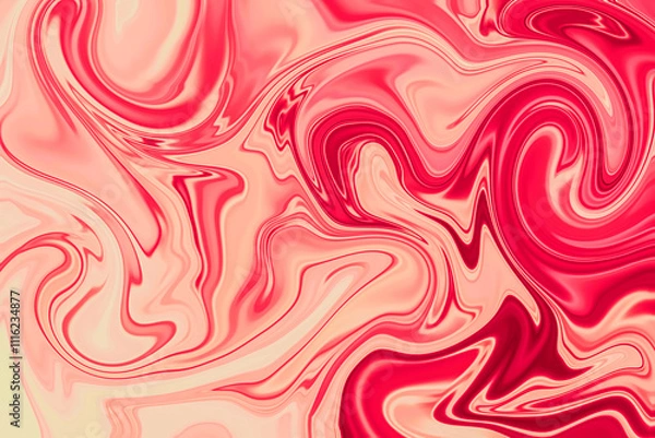 Fototapeta Abstract background of red and pink color from twirling waves. Background for design. Marble ink colorful. Can be used for background or wallpaper. Good for design or logo background or backdrop.
