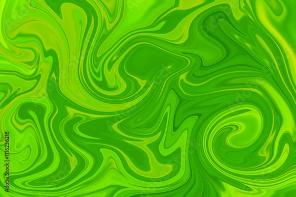 Fototapeta Abstract background of leaf green color from twirling waves. Background for design. Marble ink colorful. Can be used for background or wallpaper. Good for design or logo background or backdrop.