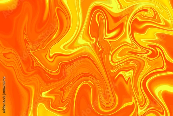 Fototapeta Abstract background of fiery orange color from twirling waves. Background for design. Marble ink colorful. Can be used for background or wallpaper. Good for design or logo background or backdrop.