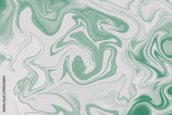 Fototapeta Abstract background of green and gray color from twirling waves. Background for design. Marble ink colorful. Can be used for background or wallpaper. Good for design or logo background or backdrop.