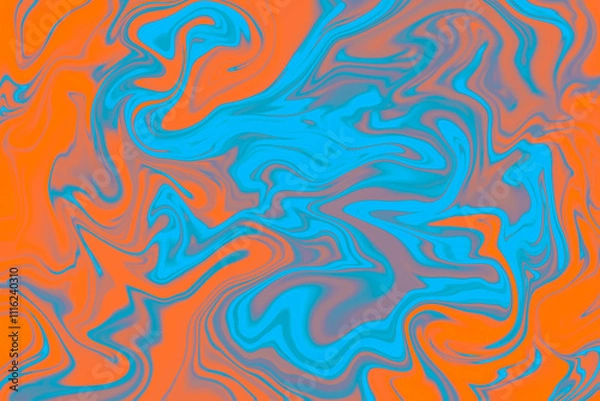 Obraz Abstract background of orange and blue color from twirling waves. Background for design. Marble ink colorful. Can be used for background or wallpaper. Good for design or logo background or backdrop.