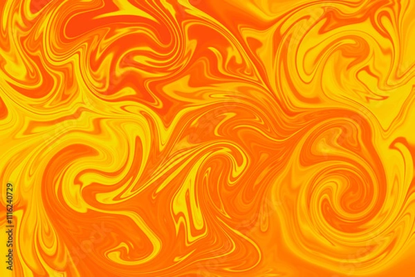 Fototapeta Abstract background of fire orange color from twirling waves. Background for design. Marble ink colorful. Can be used for background or wallpaper. Good for design or logo background or backdrop.