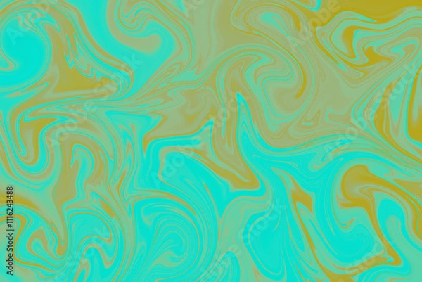 Fototapeta Abstract background of teal and brown color from twirling waves. Background for design. Marble ink colorful. Can be used for background or wallpaper. Good for design or logo background or backdrop.