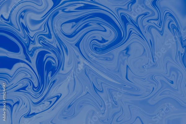 Fototapeta Abstract background of blue color from twirling waves. Background for design. Marble ink colorful. Can be used for background or wallpaper. Good for design or logo background or backdrop print.