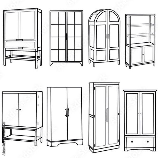 Fototapeta Set of drawing lines for a wardrode , lines art