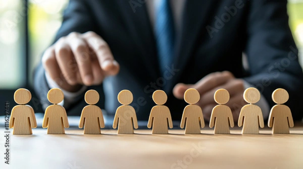 Fototapeta A human resources manager creating a recruitment strategy to attract top talent, working on employee branding, and analyzing job market trends to fill key roles in the organization.
