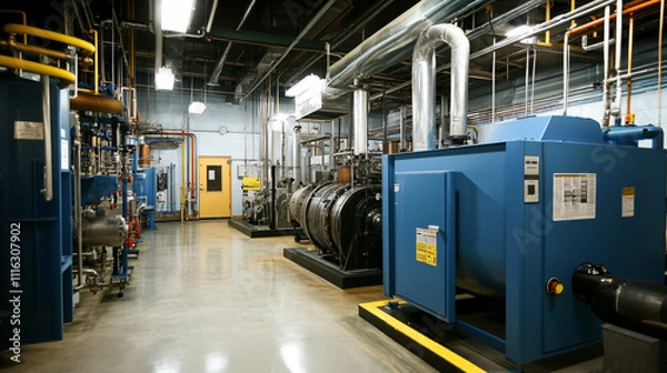Obraz A laboratory working on advanced heat recovery technologies that capture waste heat from industrial processes and convert it into usable energy for nearby communities.