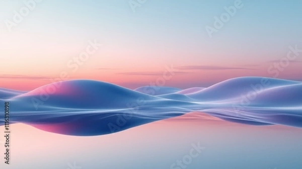 Fototapeta Peaceful abstract pastel dreamscape featuring weightless clouds and a soothing gradient sky for elegant branding Gradient skies in soft pastel tones