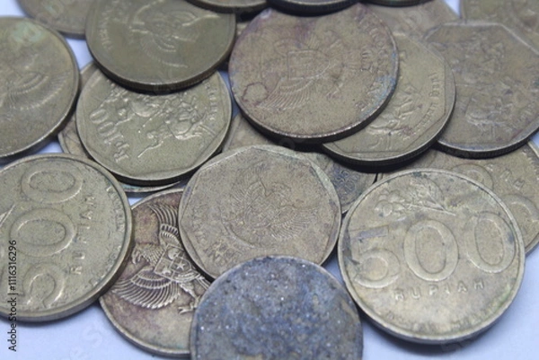 Fototapeta five hundred rupiah denomination coins