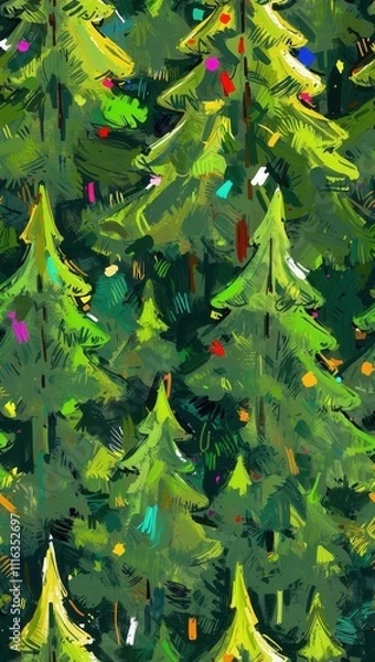 Obraz Abstract Vertical Christmas Card with Tree Pattern Design