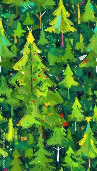 Obraz Abstract Tree Pattern Christmas Card – Vertical Artistic Holiday Design