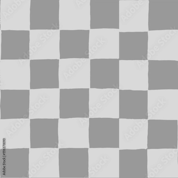 Obraz Seamless vector repeating pattern with hand drawn checkerboard in soft tonal gray. Great for mens, youth, boys projects, video games, packaging, textile and surface pattern design.