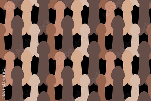 Fototapeta Minimalistic funny seamless pattern with colorful penises. For the design of an intimate goods store. Vector illustration