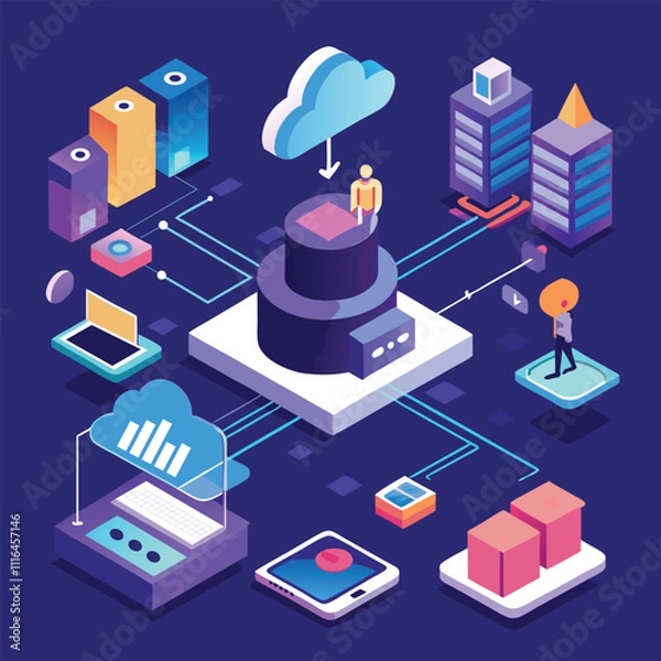 Obraz Isometric 3D technology icons illustration