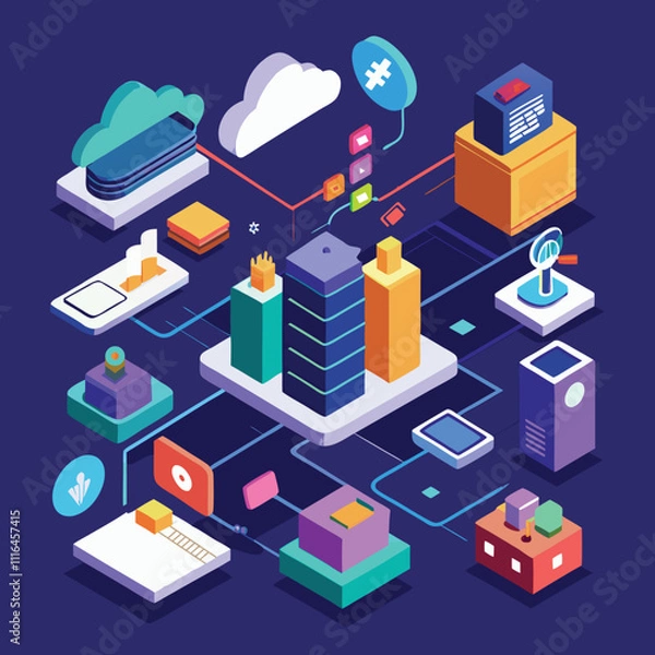 Obraz Isometric 3D technology icons design