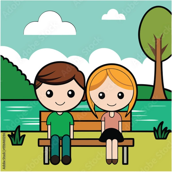 Obraz Children sitting on bench