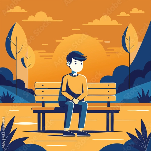 Obraz Boy sitting on park bench