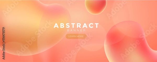Fototapeta Orange fluid web banner, Blue vector illustration abstract gradient poster, Orange Wave banner	