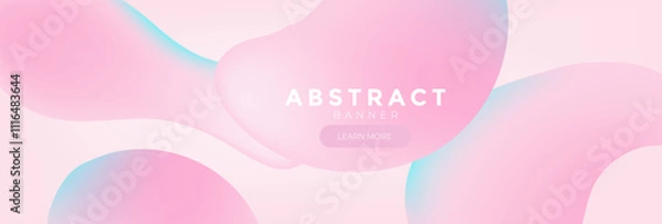 Fototapeta Pink web banner, Pink vector illustration abstract gradient poster with wave shapes Modern template for background