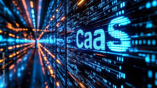 Fototapeta Digital Matrix Binary Code with CaaS Acronym Representing Containers as a Service Technology Concept