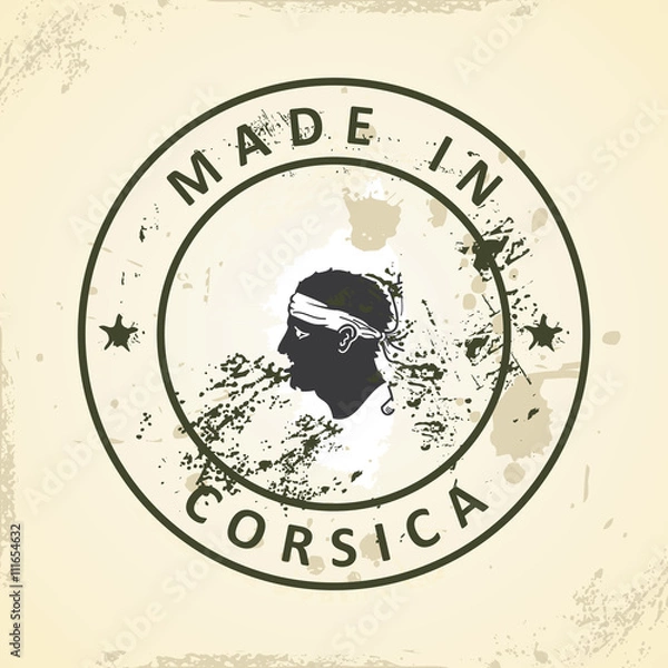 Fototapeta Stamp with map flag of Corsica