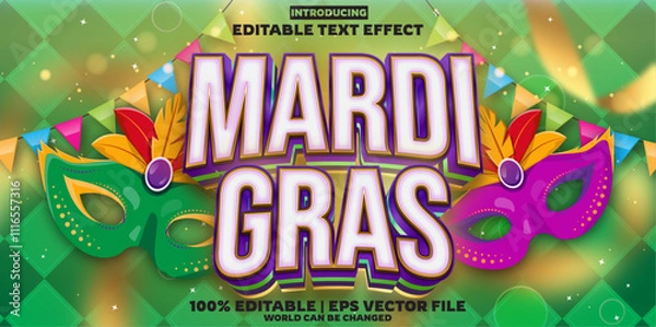 Obraz Mardi Gras editable text effect in modern trend style
