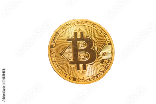 Fototapeta one isolated bitcoin with transparent background