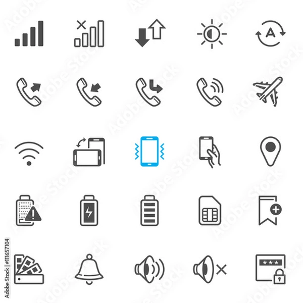 Fototapeta Notification icons for Mobile Phone and Application with White Background