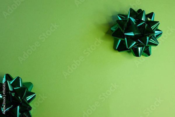 Obraz Elegant and Beautiful Green Gift Bows Set Against a Soft and Appealing Background
