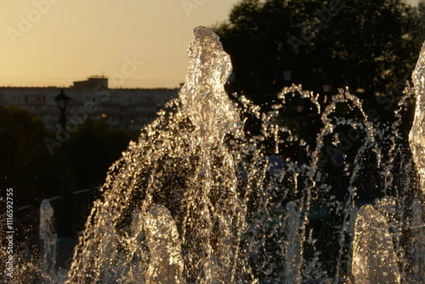 Obraz fountain at sunset