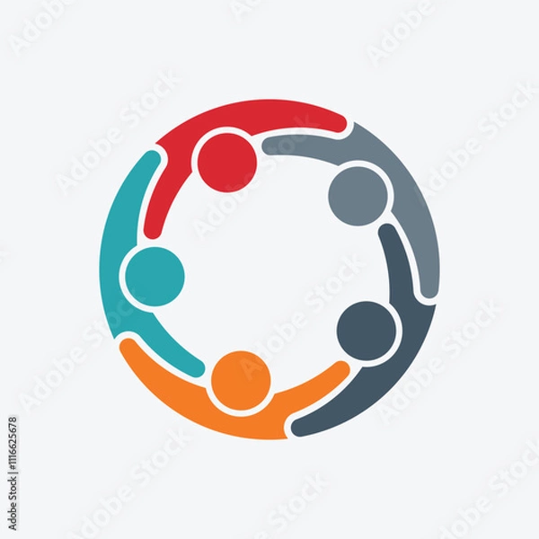 Obraz Colorful Circle Icon Representing Teamwork, Unity, Collaboration, and Community Design