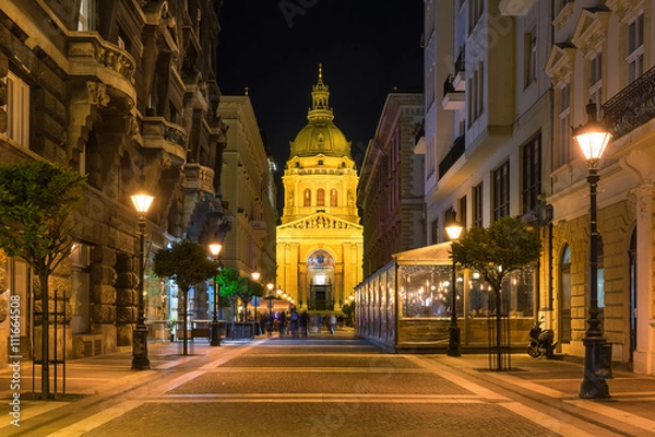 Fototapeta St Stephens Basilica from a side street in Budapest