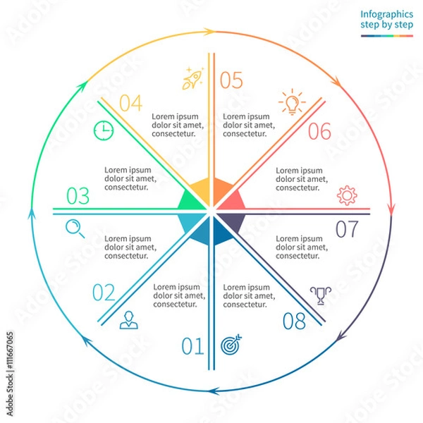Fototapeta Outline circular infographics.